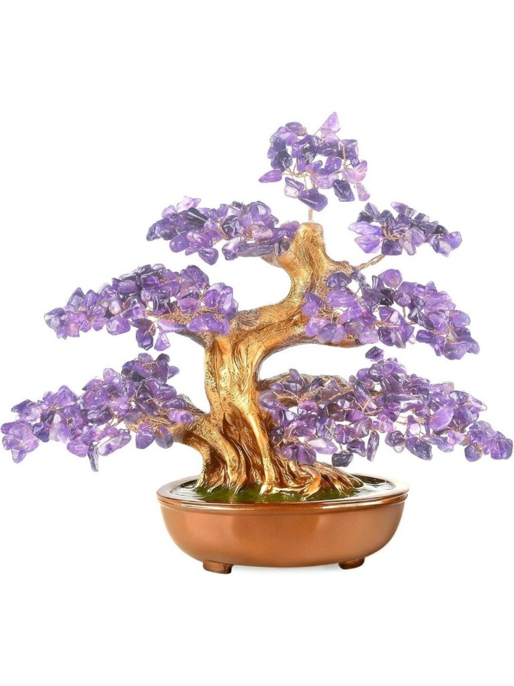 Handmade Amethyst Tree of Life - 360 Gemstone Healing Crystals, 8" Chakra Decor